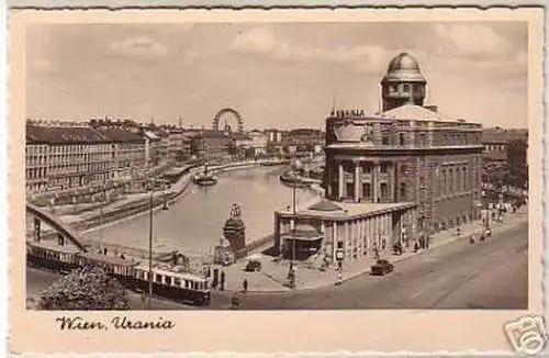 07758 Ak Wien Urania mit Strassenbahn um 1940
