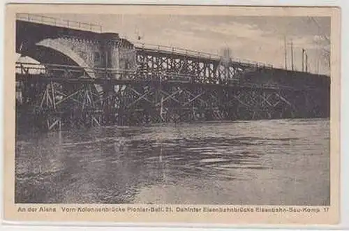 55001 Feldpost Ak An der Aisne Frankreich France Pionierbrücke 1915