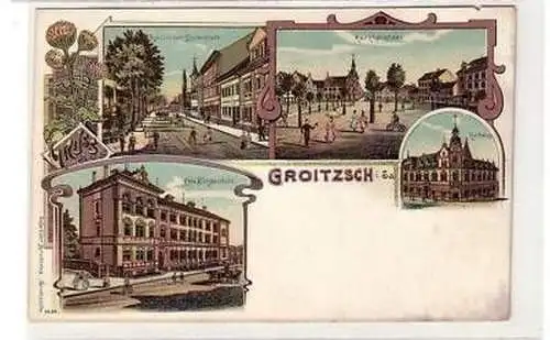 42936 Ak Lithographie Gruß aus Groitzsch in Sa. um 1910