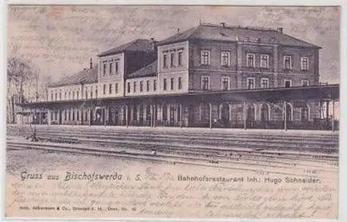 46504 Ak Gruß aus Bischofswerda Bahnhofsrestaurant 1902