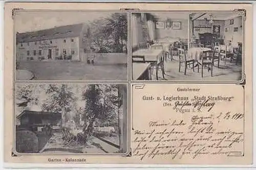 44660 Ak Pegau Gasthaus "Stadt Straßburg" 1913