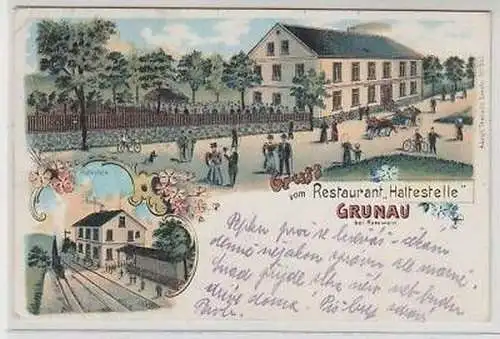 43899 Ak Lithographie Gruß aus Grunau b. Rosswein 1900