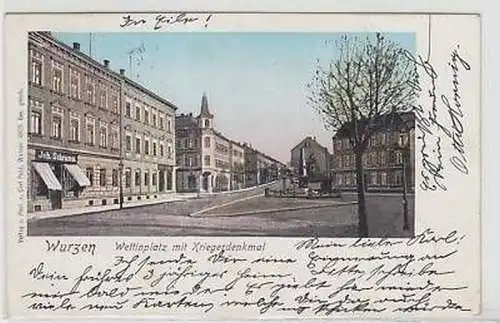 44722 Ak Wurzen Wettinplatz mit Kriegerdenkmal 1902