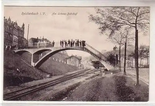 18229 Ak Reichenbach i.V. Am unteren Bahnhof um 1920