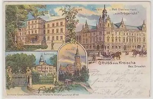 42730 Ak Lithographie Gruß aus Kreischa 1900