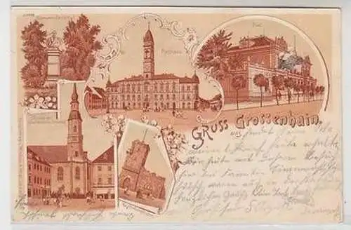 57854 Ak Gruss aus Grossenhain Rathaus, Kupferbergturm u.a. 1899