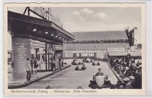 86699 Foto Ak Leipzig Kleinmesse Auto-Rennbahn um 1930