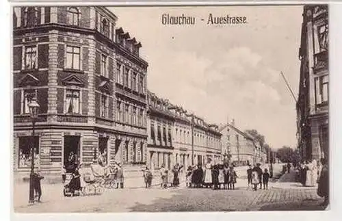 57153 Ak Glauchau Auestrasse mit Kolonialwarenladen 1907