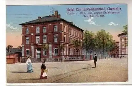 57145 Feldpost Ak Chemnitz Hotel Central Schlachthof 1919