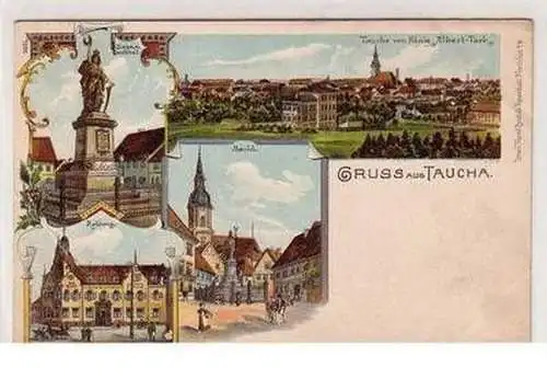 56592 Ak Lithographie Gruß aus Taucha um 1900