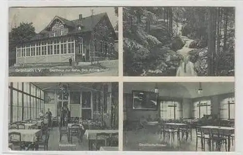 52310 Mehrbild Ak Grünbach im Vogtland Gasthaus zur Bahn um 1930