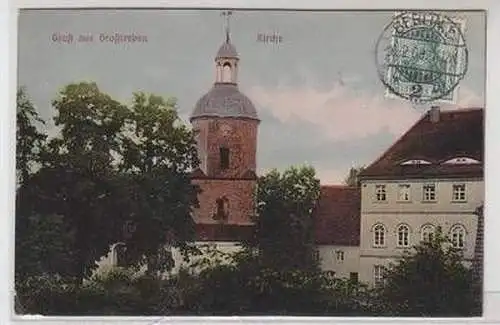 55923 Ak Gruß aus Großtreben Kirche 1909