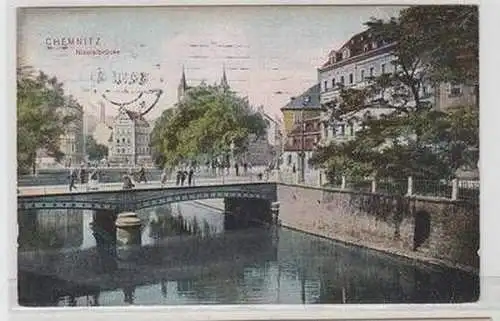 54725 Ak Chemnitz Nikolaibrücke 1910