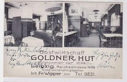 88223 Mehrbild Ak Leipzig Gastwirtschaft Goldener Hut Reichsstraße 24, 1927