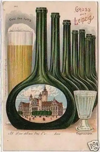 32833 Ak Lithographie Gruß aus Leipzig Gosenflaschen