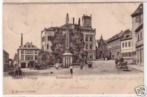 34384 Ak Lößnitz im Erzgebirge Rathausplatz 1906