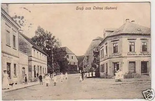 30392 Ak Gruß aus Ostrau (Sachsen) Geschäft 1912