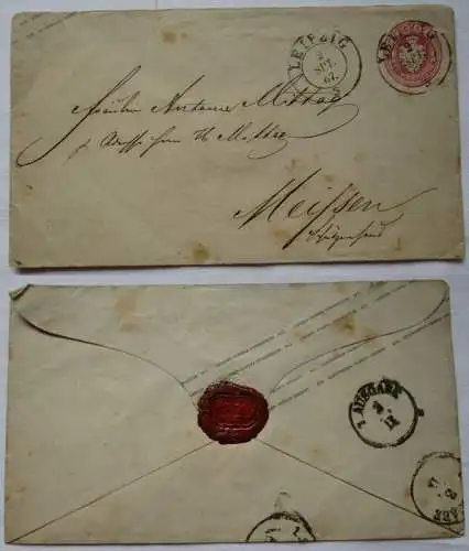 82916 Ganzsachen Brief Marke 1 Neu Groschen Sachsen mit Stempel Leipzig 1867