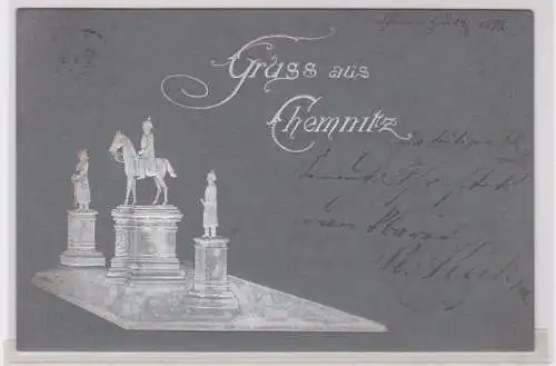 89626 Präge AK Gruss aus Chemnitz Denkmal 1899