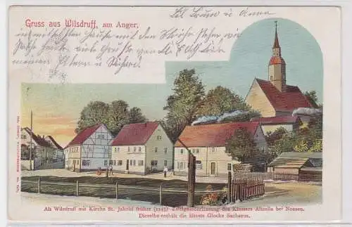 91578 AK Gruss aus Wilsdruff - Am Anger, Alt Wilsdruff mit Kirche St. Jakobi 190