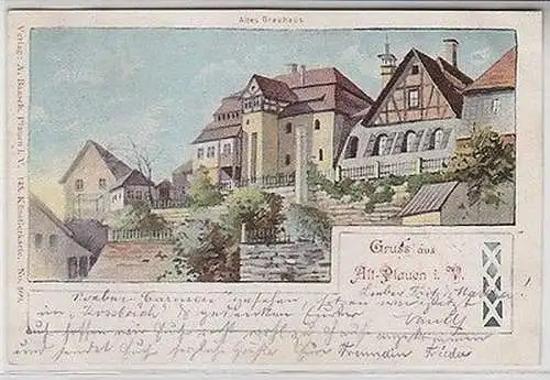 62663 Ak Gruß aus Alt-Plauen im Vogtland altes Brauhaus 1900