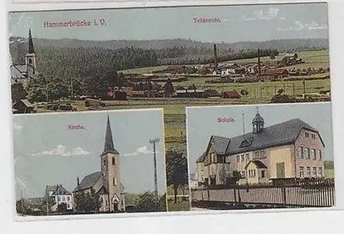 62976 Mehrbild Ak Hammerbrücke i.V. Teilansicht, Kirche, Schule um 1920