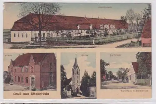 63051 Mehrbild Ak Gruss aus Sitzenroda - Oberförsterei, Schule, Kirche usw. 1915