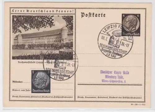 96703 Ganzsachen Ak Leipzig deutsche Bücherei Stempel Leipzig Flugplatz 1939