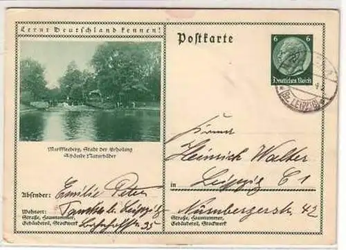 22/10 Ganzsachen-Ak Markkleeberg Naturbad 1934