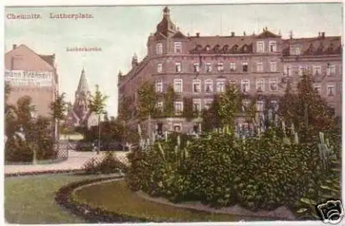 20279 Ak Chemnitz Lutherplatz und -kirche 1913