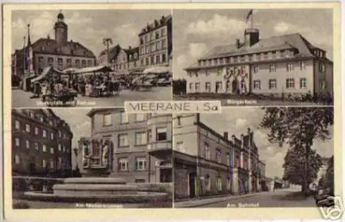 13806 Mehrbild Ak Meerane am Bahnhof usw. 1937