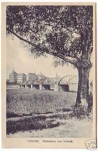 18197 Ak Torgau Elbbrücke mit Schloß um 1930