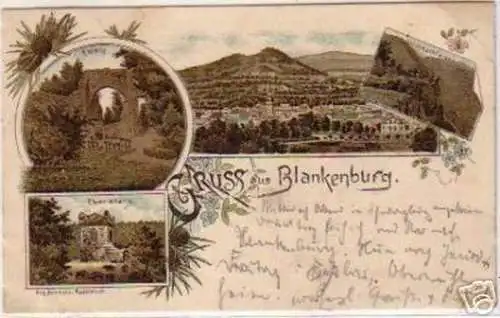 17486 Lithografie Gruss aus Blankenburg Thüringen 1901