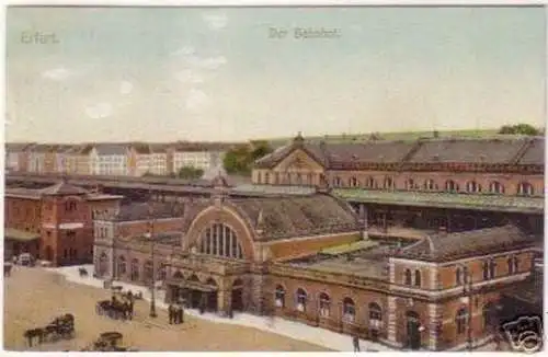 19026 Ak Erfurt der Bahnhof Totalansicht 1907