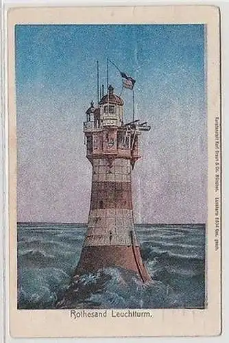 62207 Lunakarte Ak Rothesand Leuchtturm 1918