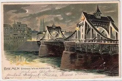 67111 Ak Bremen grosse Weserbrücke 1900