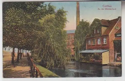 69676 Feldpost Ak Cottbus an der Mühlen-Insel 1943