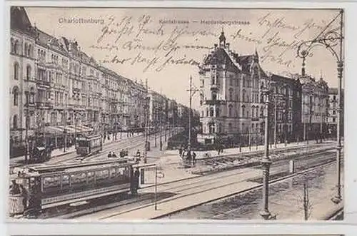 57873 Ak Charlottenburg Kantstrasse - Hardenbergstrasse mit Straßenbahnen 1903