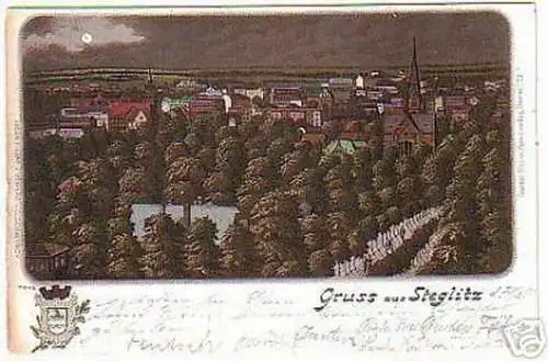 08698 Mondscheinkarte Gruß aus Steglitz 1899