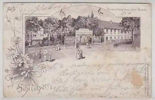 43413 Ak Lithographie Gruß aus Schildhorn Wirtshaus1899