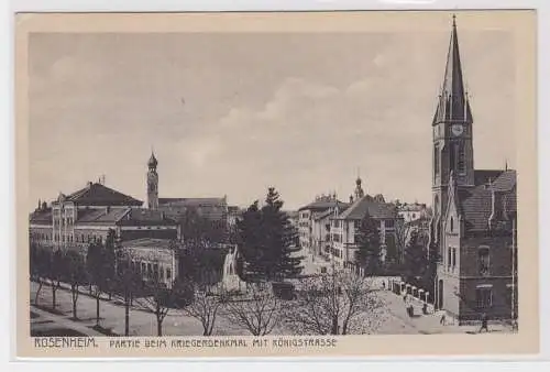 73701 Ak Rosenheim Partie beim Kriegerdenkmal mit Königstrasse um 1930