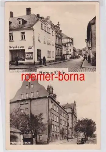 81653 Mehrbild Ak Rehau Obfr. Bahnhofstraße und Pestalozzi-Schule 1956