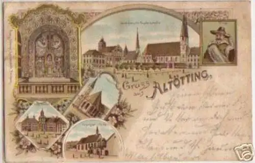 15512 Ak Lithographie Gruss aus Altötting um 1910