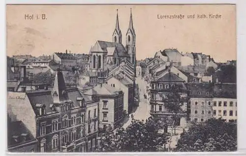 77434 Feldpost Ak Hof Lorenzstraße und katholische Kirche 1915