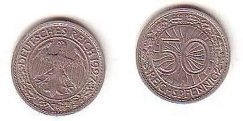 50 Pfennig Nickel Münze Weimarer Republik 1927 A