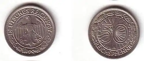 50 Pfennig Nickel Münze Weimarer Republik 1937 A