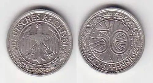 50 Pfennig Nickel Münze Weimarer Republik 1931 A