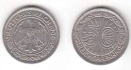 50 Pfennig Nickel Münze Weimarer Republik 1936 A (111785)