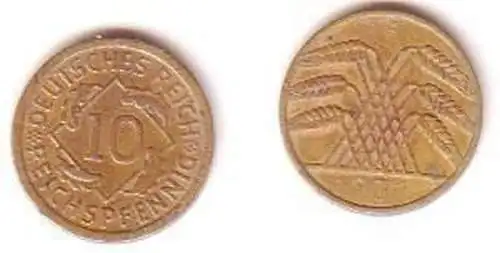 10 Pfennig Messingmünze Deutsches Reich 1931F Jäger 317