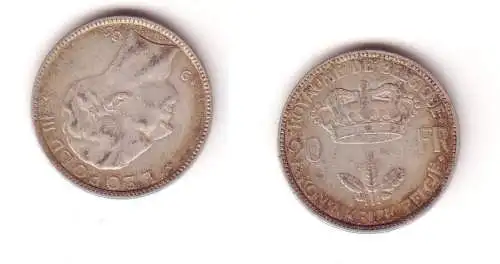 20 Franc Silber Münze Belgien 1935